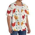 thumbnail image 2 of Sikiie Colorful Flower Chickens Men's Cuban Shirt, Hawaiian Shirts, Business Casual Button Down Shirts, Short Sleeve Shirt-4X-Large, 2 of 5