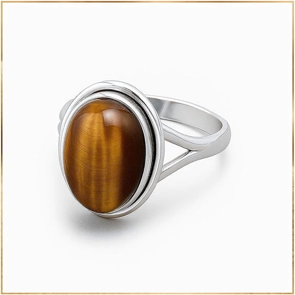 925 Sterling Silver Plated  Tiger Eye Handmade Women Ring
