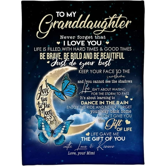 LHSHID Fleece Blanket to My Granddaughter Bed Throw Tapestry Grandma Grandpa Dad Mom Blanket Daughter Son Granddaughter Grandson Blanket