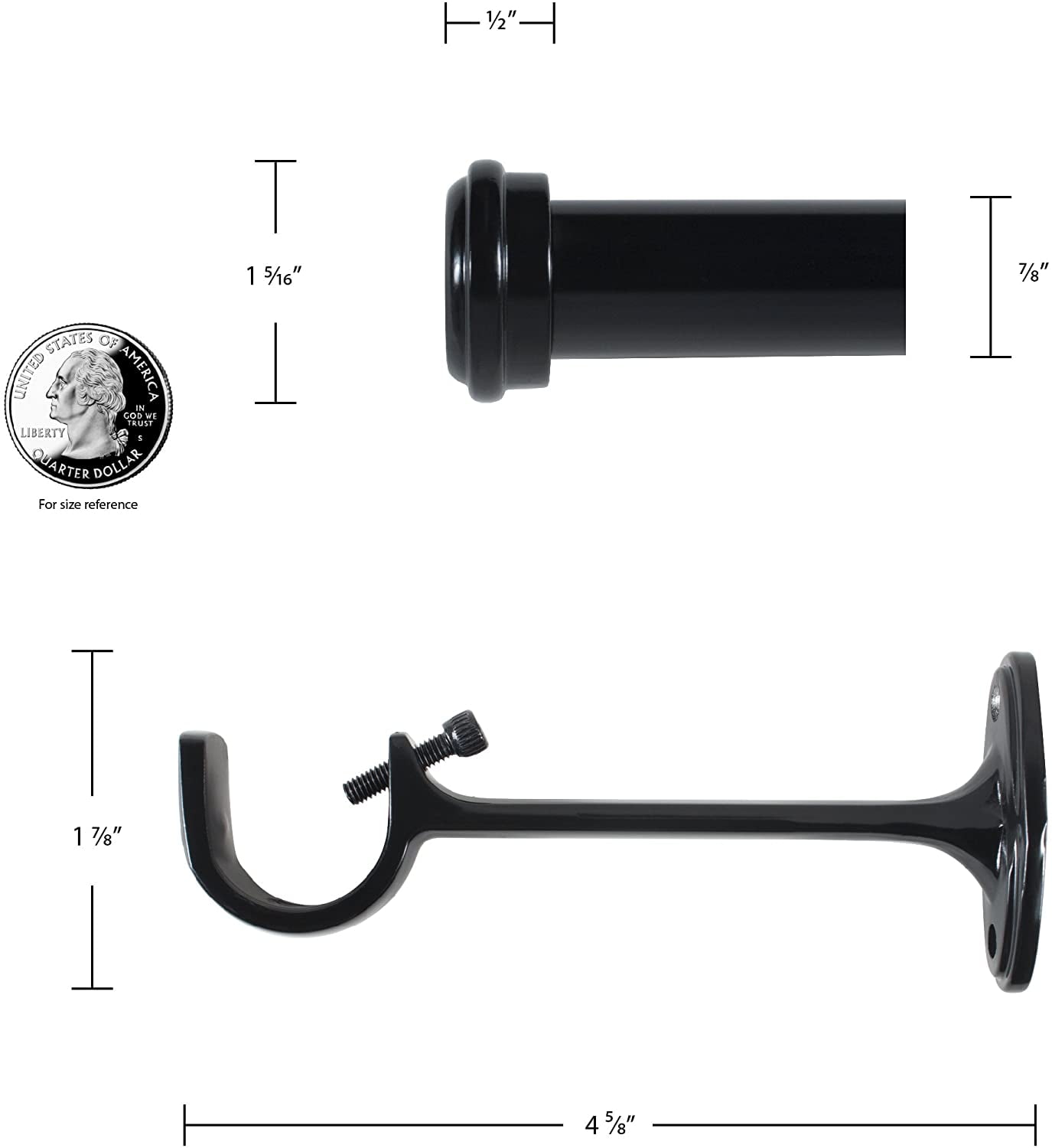 Decopolitan 72-144 inch 7/8 inch End Cap Rod Set in Copper Finish