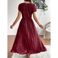 thumbnail image 5 of NAYTOAO Women's Pleated Lined Maxi Dress Flutter Sleeve Front Slit Cocktail Wedding Guest Dress, 5 of 7