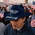 thumbnail image 3 of USA 250th Anniversary Cowboy Hat for Men Women Retro Felt Western Patriotic Hat America 250 Years Birthday Celebration Gift 1776-2026 Wide Brim Sun Cap, 3 of 5