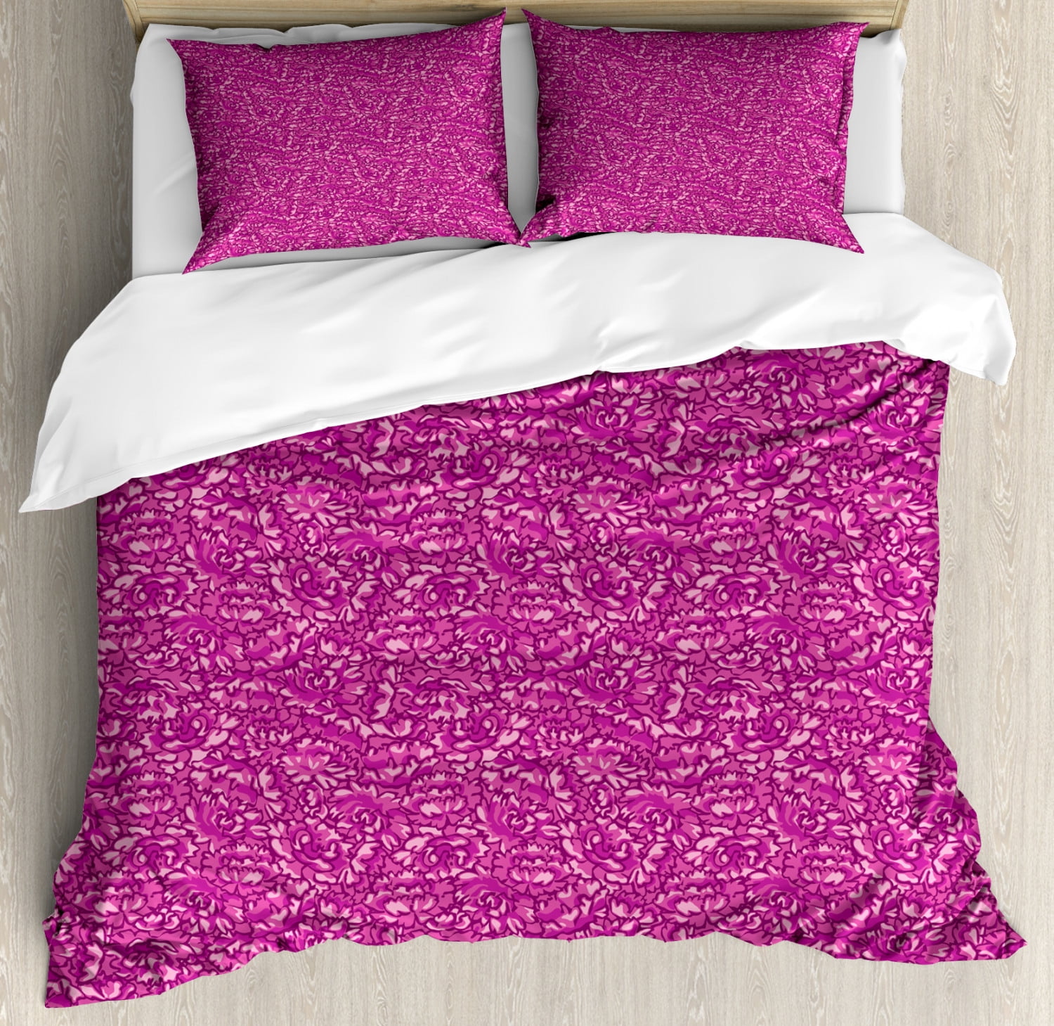 Pink Floral Duvet Cover Set, Pretty Summer Pattern with Creative Style