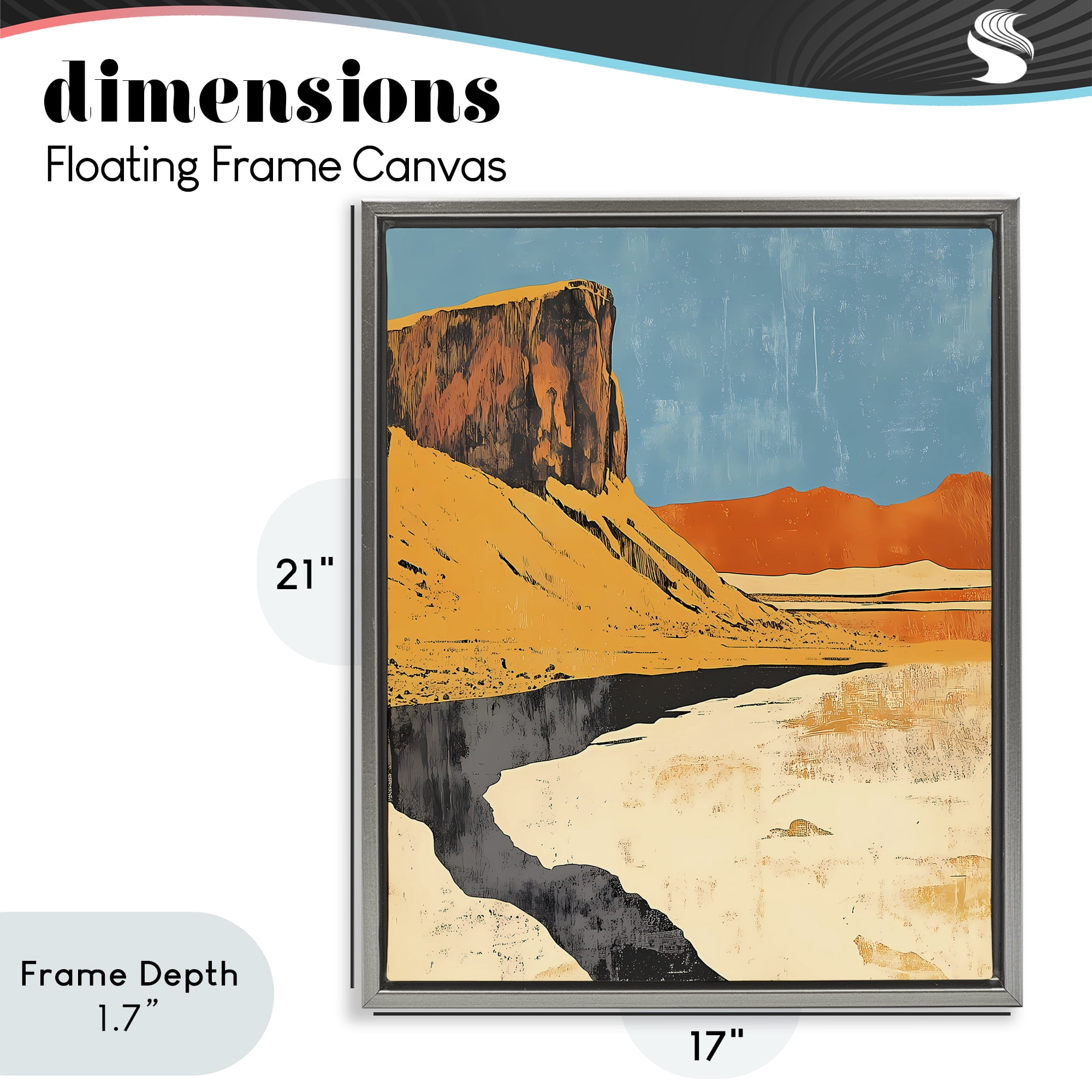 Stupell Industries Canyon Pass Pathway Gray Framed Floater Canvas Wall Art, design by Walker Noble