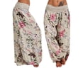 thumbnail image 1 of Pantalones de yoga holgados con estampado floral para mujer, de talla grande, estilo indio, de cintura alta y piernas anchas., 1 of 5