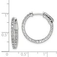 thumbnail image 2 of White Sterling Silver Earring In & Out Hoop Women'S Cubic Zirconia CZ Clear 18 mm 19, 2 of 2