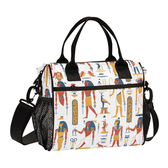 Ckdifva Ancient Egyptian Cooler Bag Cooler Cooling Tote Lunch Bag Lunch Box Front Pocket with Shoulder Strap