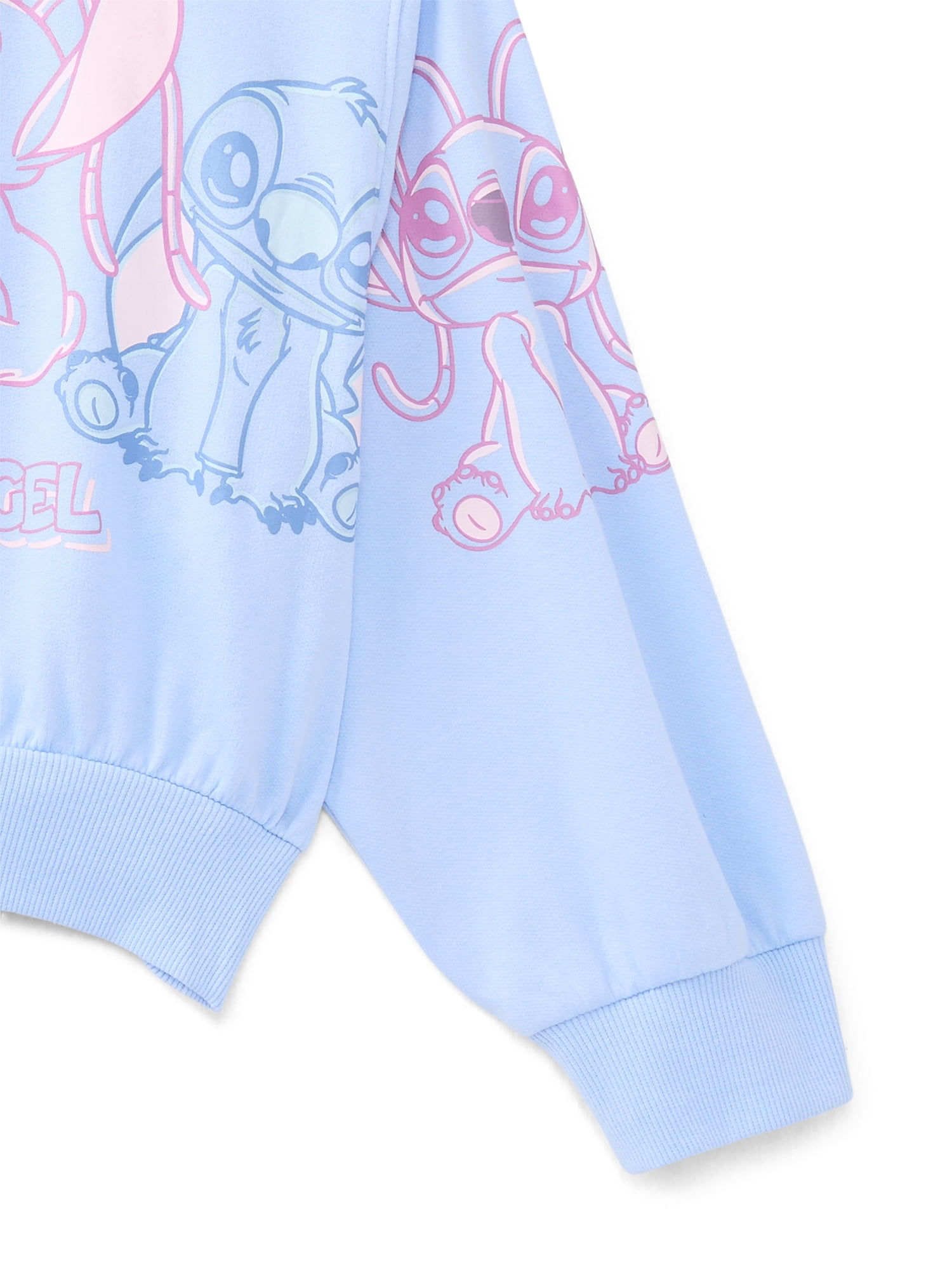 Disney's Stitch and Angel Girls Graphic Fleece Crew Pullover, Sizes 4-16