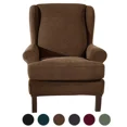 thumbnail image 2 of Wingback Chair Slipcover with Protective Elastic Bands, Two-Piece Stretch Sofa Cover in Durable Jacquard Knit Fabric, 2 of 6