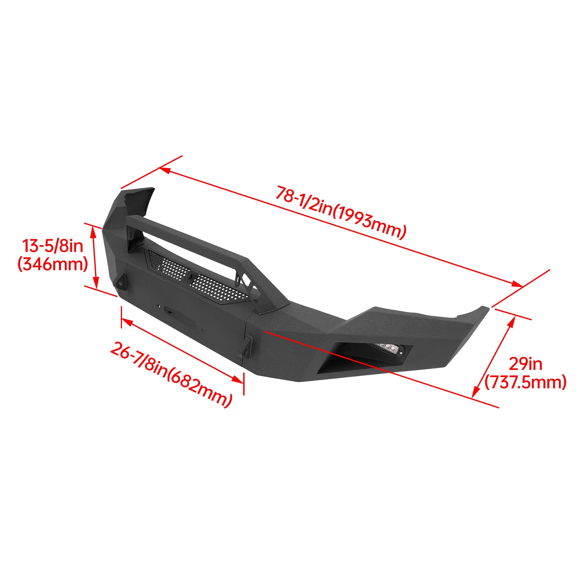 KOJEM Front Bumper, Fit for 2003 2004 2005 Dodge Ram 2500 3500 w/Winch Plate + LED Lights