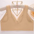 thumbnail image 4 of Qwertyu Daisy Bras for Older Women Front Closure No Wire Comfortable Convenient Buckle Bra Comfy Everyday Bra Beige 44, 4 of 6