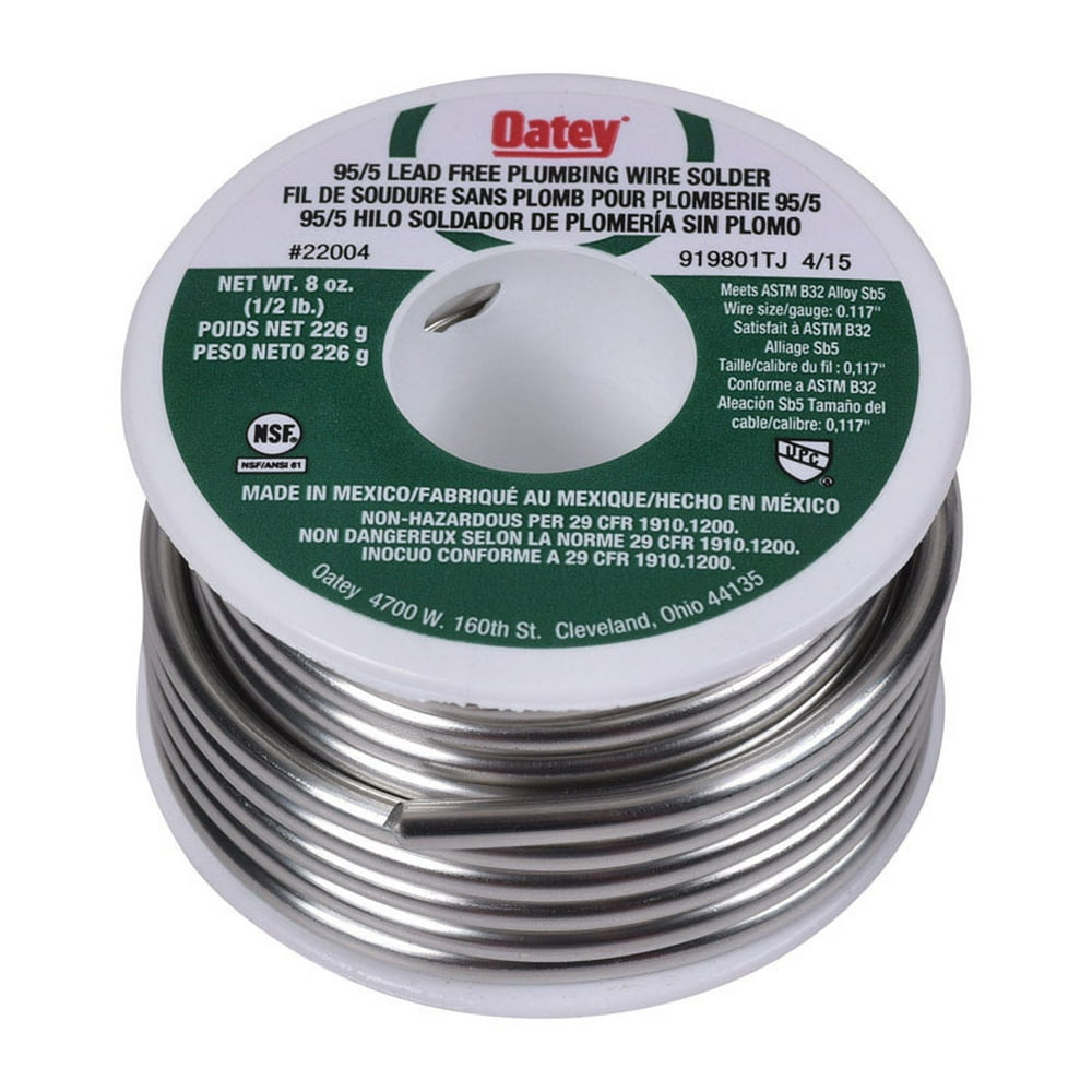 Oatey 8 oz. LeadFree Plumbing Wire Solder Tin/Antimony 95/5 1 pc