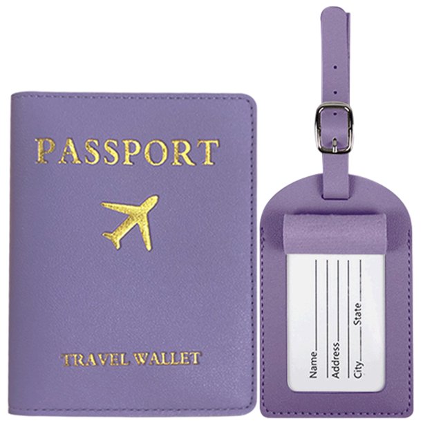 Funda para Pasaporte PU Unisex para Viaje (Etiqueta de Equipaje Porta Pasaporte Morado Taro)