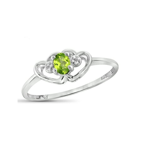 - 0.19 Carat T.G.W. Peridot Gemstone and White Diamond Accent Ring