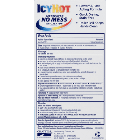 ICY HOT Medicated No Mess Applicator Pain Relieving Liquid 2.50 oz