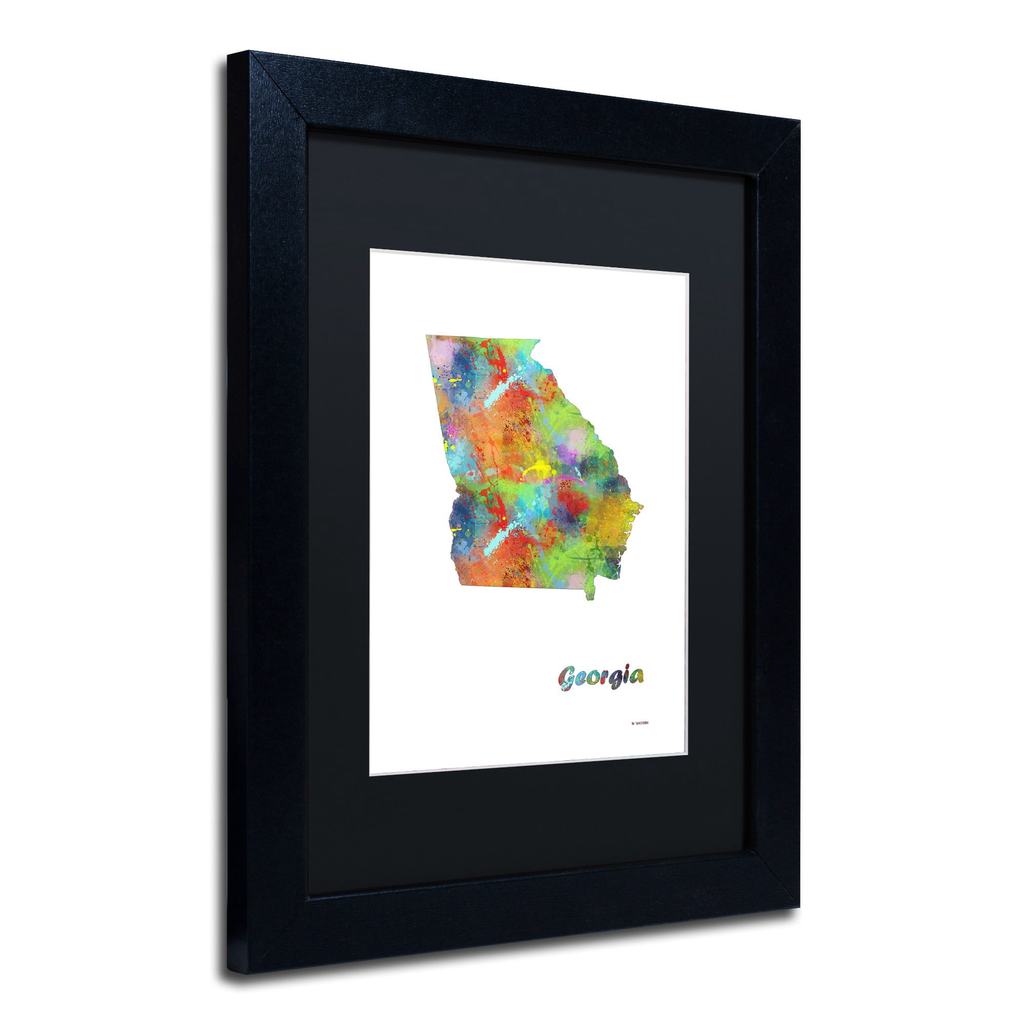 Trademark Fine Art "Georgia State Map-1" Canvas Art by Marlene Watson, White Matte, Black Frame