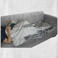 thumbnail image 6 of Notre Dame Soft Flannel Fleece Throw Blanket, French Monument with Gargoyles History Theme Hand-drawn, Cozy Plush for Indoor and Outdoor Use, 60" x 80", Grey and White, by Ambesonne, 6 of 6