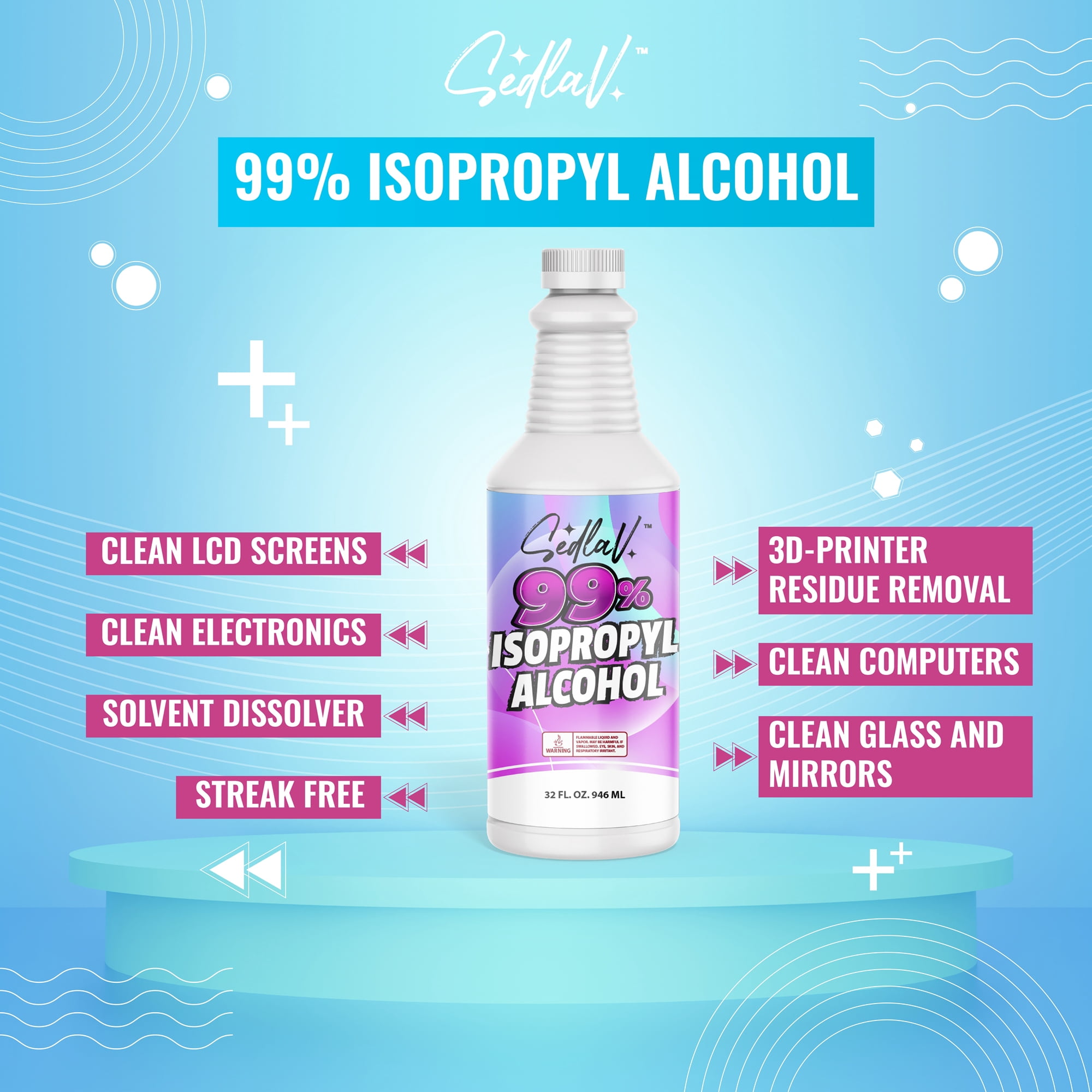 Isopropyl Alcohol 99% Rubbing Alcohol 99% Isopropyl Alcohol 32 Fl Oz Pack of 2