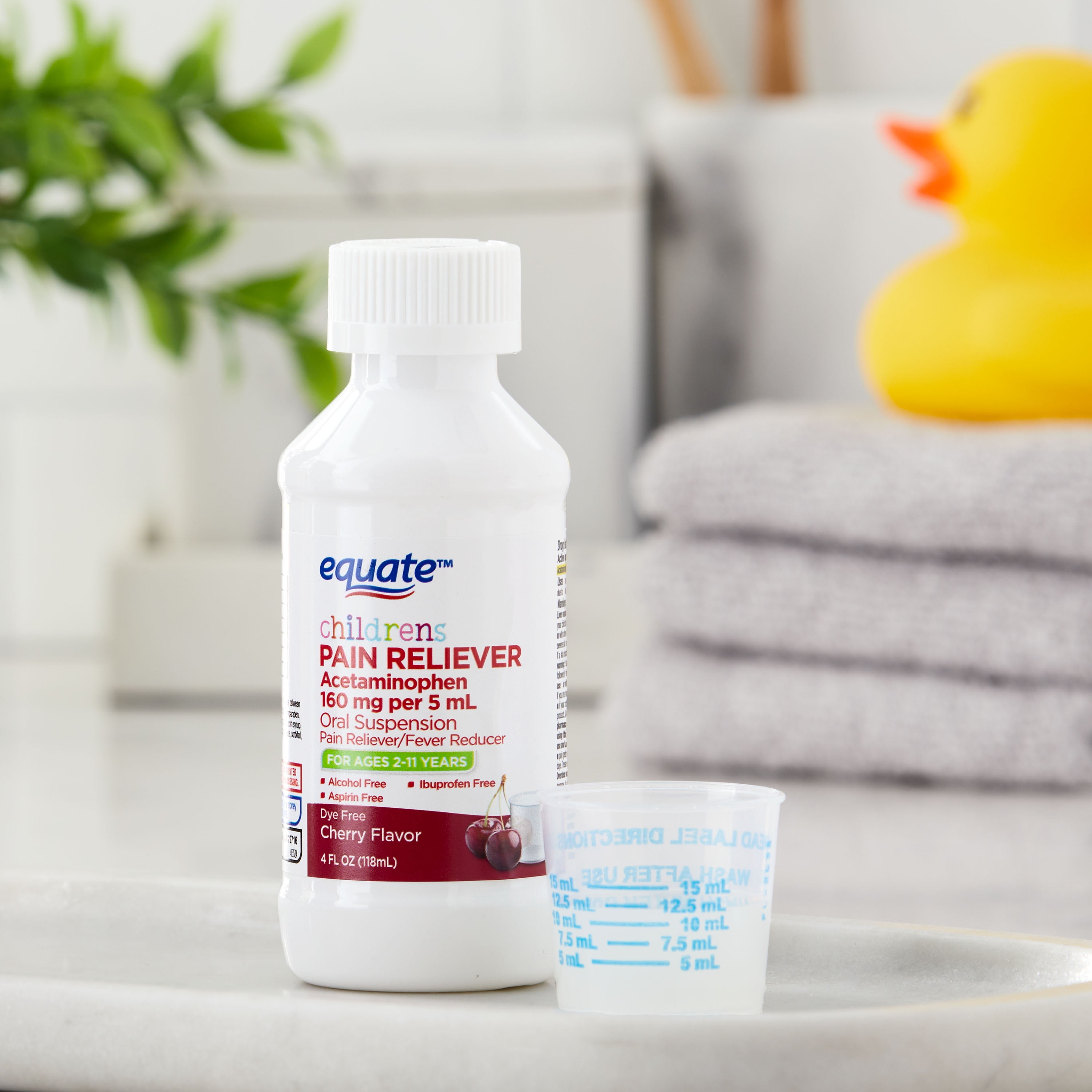 Equate Children's Pain Reliever/Fever Reducer Acetaminophen Oral Suspension, Cherry Flavor, 160 mg, 4 fl oz