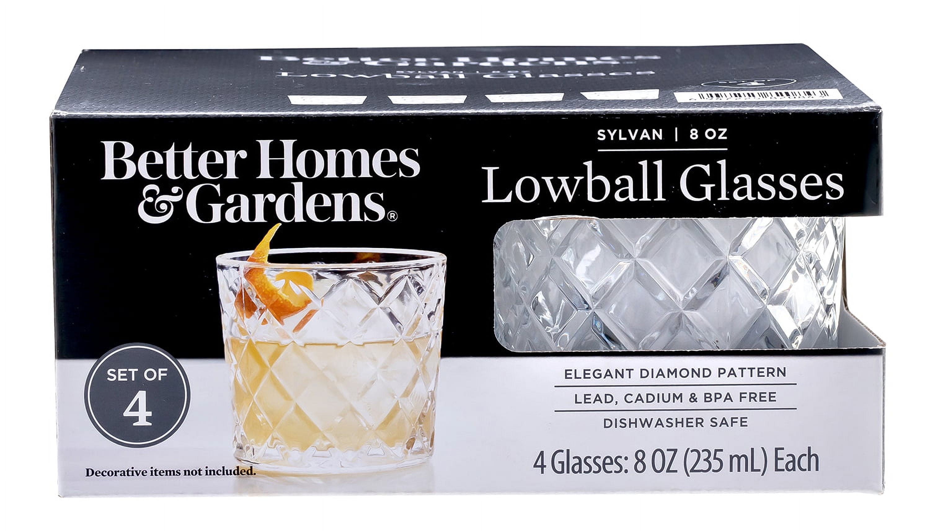 (4 pack) Better Homes & Gardens Diamond Cut Old Fashioned Glass, 4-Pack