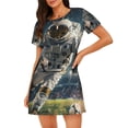 thumbnail image 1 of Saiise Motif de Terrain de Soccer Astronaute Chemise de Nuit à Manches Courtes Col Rond Mignonne Robe de Nuit Confortable, 1 of 6