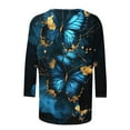 thumbnail image 5 of ZQGJB Oversized Crewneck T-Shirts for Women Dressy Casual Sparkly Print 3/4 Lenght Sleeve Graphic Tunic Tees Top Loose Fit Comfy Pullover Blouse Multicolor#20 XL, 5 of 5