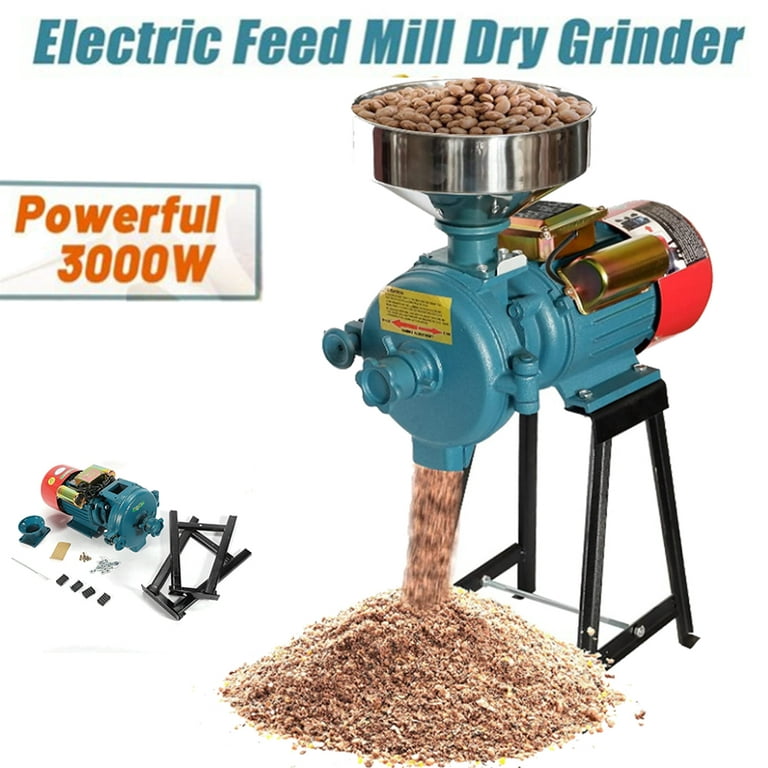 Slsy Electric Grain Mill Grinder Corn Grinder, 110V 3000W Commercial Corn  Mill Grinder Machine Feed Mill Wheat Grinder, Flour Mill Cereals Grinder  with Funnel 