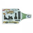 thumbnail image 1 of Hipster Cutting Board, New York City Manhattan of Liberty Big Apple Hot Dog Stand Sketch Style, Decorative Tempered Glass Cutting and Serving Board, Wine Bottle Shape, Multicolor, by Ambesonne, 1 of 1