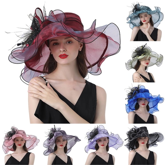 Only Moment Purple Packable Large Brim Sun Hat for Women Wedding Bridal Flower Hat Polyester Foldable Summer Wide Brim Packable Sun Hat Womens Travel Straw Hat One Size