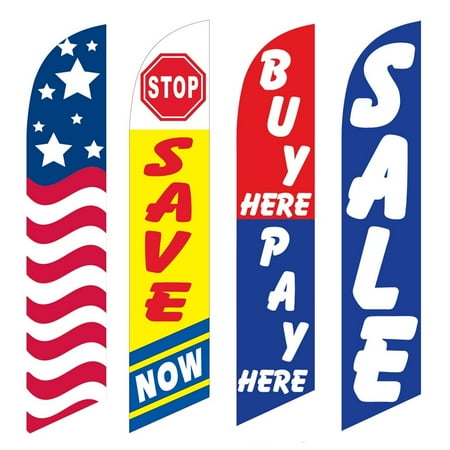 4 Advertising Swooper Flags USA Save Now Buy Pay Here Sale