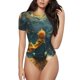 thumbnail image 1 of Balery Whimsical Starry Night Scene Body de cuello redondo de manga corta para mujer Tops de manga corta Tops básicos-XX-Large, 1 of 7