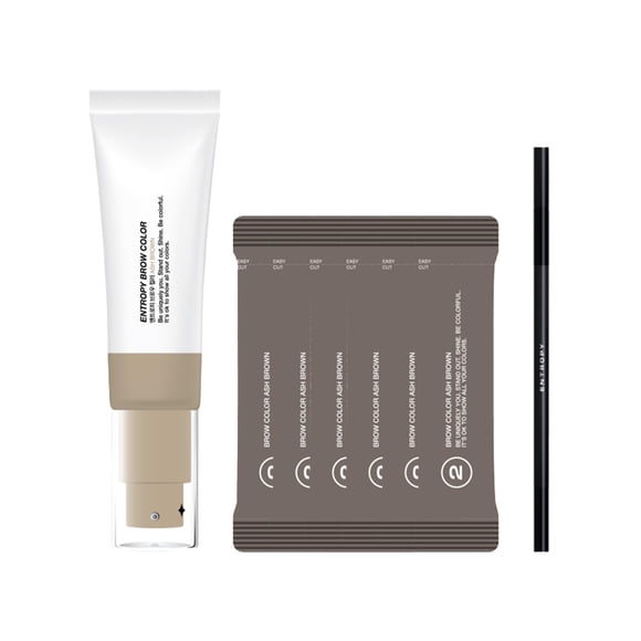 ENTROPY MAKEUP Brow Color #Ash Brown - Long-Lasting Eyebrow Tinting Kit for Natural-Looking Brows, Up to 4 Weeks, Nourishing Aloe Vera & Moringa Extract, 6 Applications, Easy-to-Use