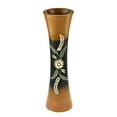 thumbnail image 6 of Delicate Daisy Flower Brown and Black Concaving Mango Tree Wood Vase, 6 of 8