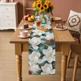 thumbnail image 2 of Magnolia Blossom Table Runner 70 Inches, Spring White Floral Flowers Farmhouse Green Bed Runner Dresser Scarves Tabletop for Indoor Outdoor Parties/Ceremony/Banquet, 13" x 70", 2 of 9