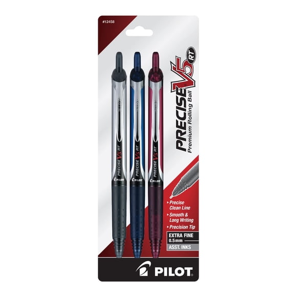 Bolígrafos Rollerball Pilot Precise V5 RT Premium, 0,5 mm, paquete de 3