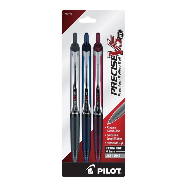 Bolígrafos Rollerball Pilot Precise V5 RT Premium, 0,5 mm, paquete de 3