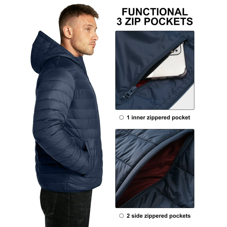 Frost-Free Water-Resistant Hooded Puffer Jacket for Men