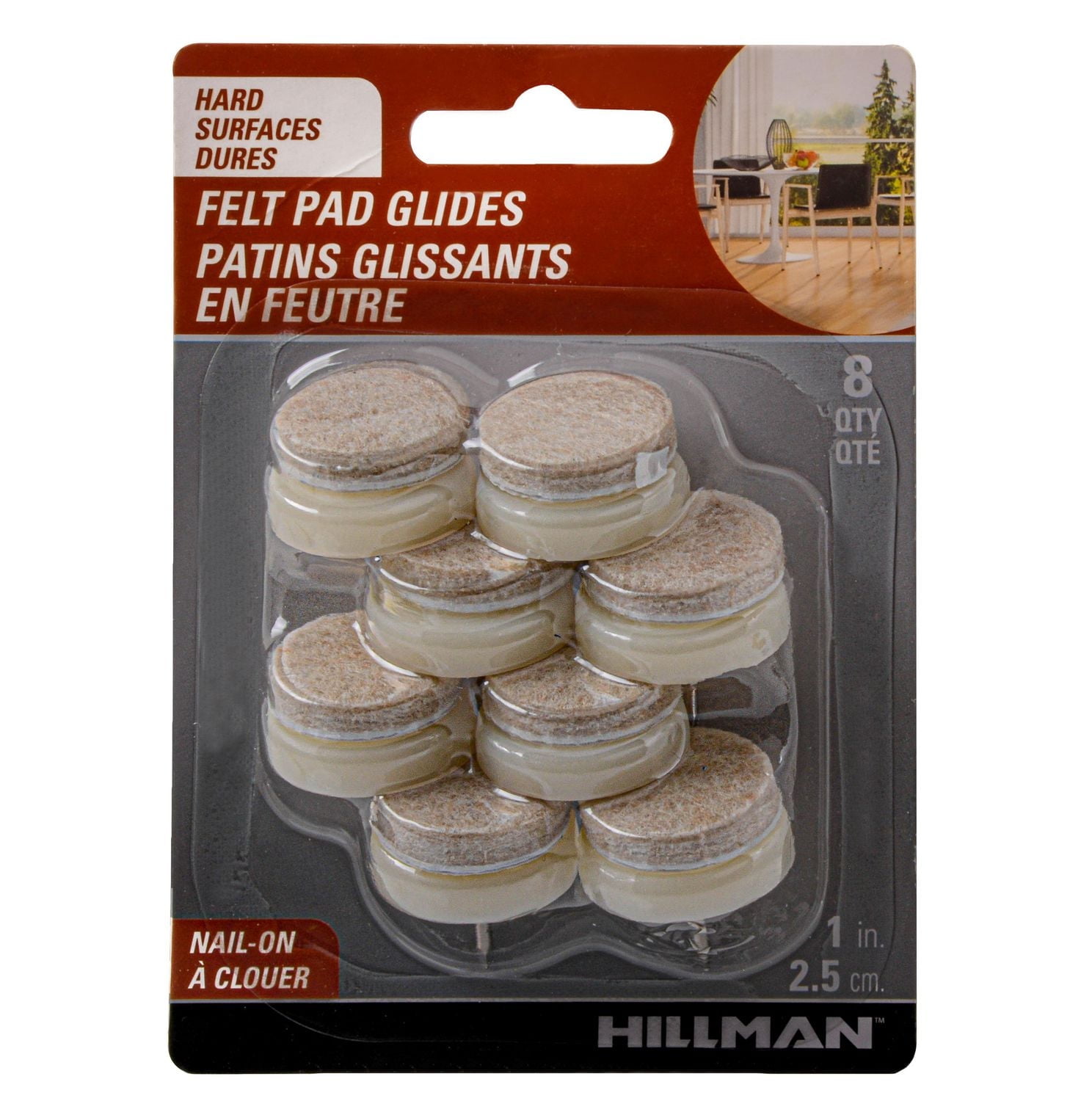FURNITURE GLIDES 1" WITH OATMEAL FELT
