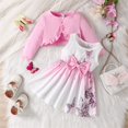 thumbnail image 3 of XYIJANI Baby Girls Dress and Cardigan Set Infant Ruffle Coat Butterfly Print Skirt Toddler Long Sleeve Outfit (Pink,6M), 3 of 6