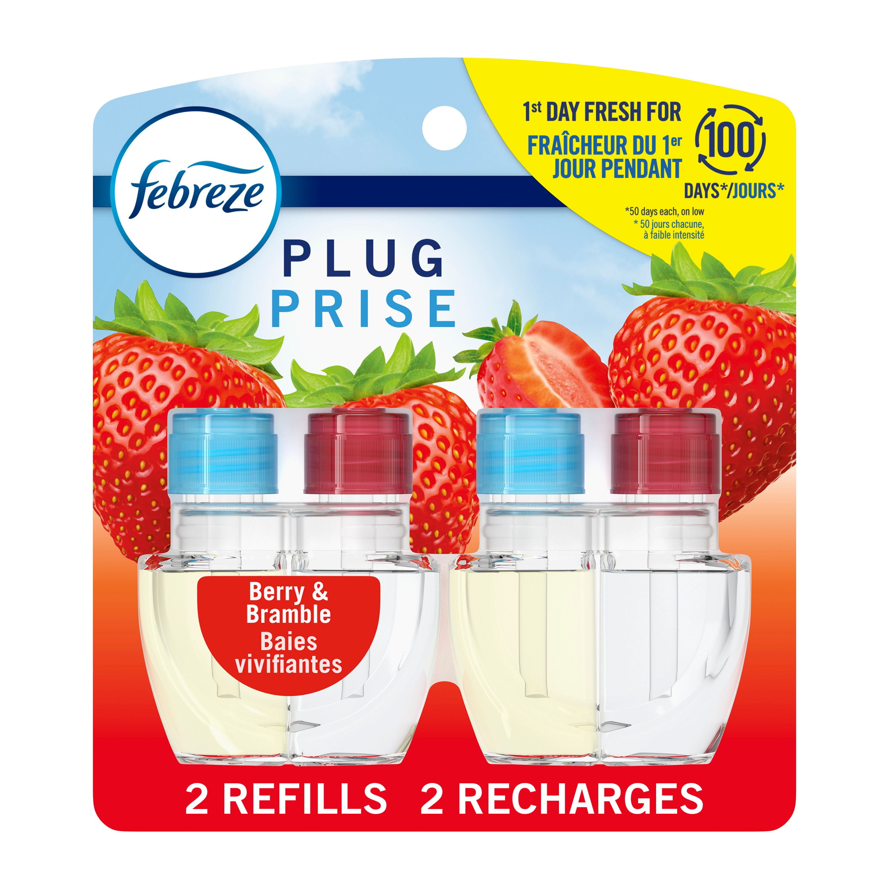 Febreze Plug In Air Freshener, Odor-Fighting Scented Oil Refill, Berry & Bramble, 2 Refills