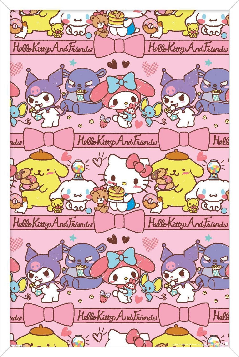 Hello Kitty and Friends: 25 Snack Time - Collage Wall Poster, 14.725" x 22.375" Framed