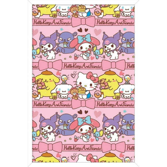 Hello Kitty and Friends: 25 Snack Time - Collage Wall Poster, 14.725" x 22.375" Framed