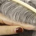 thumbnail image 4 of gray toupee for men Soft Thin Skin Men's Toupee Human Hair silver white hair piece for men100% European Virgin Hair Replacement hair System mens grey hair piece 8 x 10 Inches (0.06 mm thickness, 4 of 6