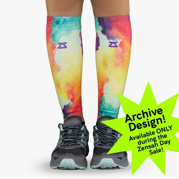 Watercolor Compression Leg Sleeves XS/S / Yellow/Red