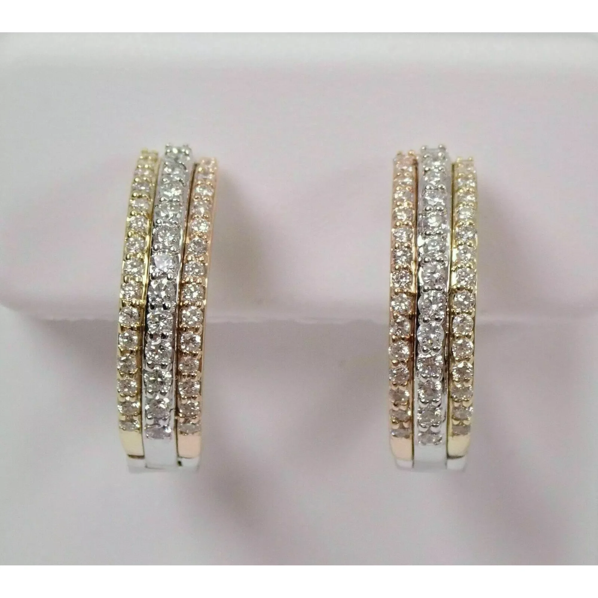 2.24 Ct Round CZ Diamond Women's Hoop Earrings, 14K Two-Tone Gold Plated Sterling Silver