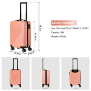 20 inch Carry On Suitacase,Hardside Luggage with Double Spinner Wheels,Rosegold