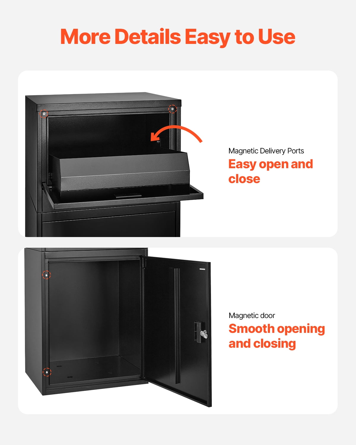 VEVOR Package Delivery Boxes for Outside, 38.6 in. Mailbox for Parcel with Lock, Galvanized Steel Package Drop Box with Anti-Theft Design, Weather-Resistant Package Mailbox for Home, Black