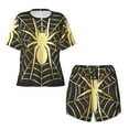 thumbnail image 2 of Yiaed Gold Spider On The Web Print Short Sleeve Pajama Sets for Women Casual Crew Neck 2 Piece Lounge Sets Women's Short-Sleeved Pajama-Medium, 2 of 5
