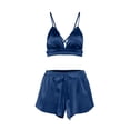 thumbnail image 4 of Yongwang 3 Piece Sleepwear for Women Feather Trim Bell Sleeve Long Dress Robe with Cami Shorts Sleepwear Loungewear Set, 4 of 9