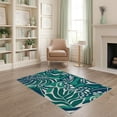 thumbnail image 2 of ODIKA 4'x6' Teal Blue Panama Tropical Leaf Design Washable Area Rug Contemporary Botanical Monstera Foliage Motif With Abstract Pet Friendly, Non-Shedding for Bedroom, Reading Nook, 2 of 7